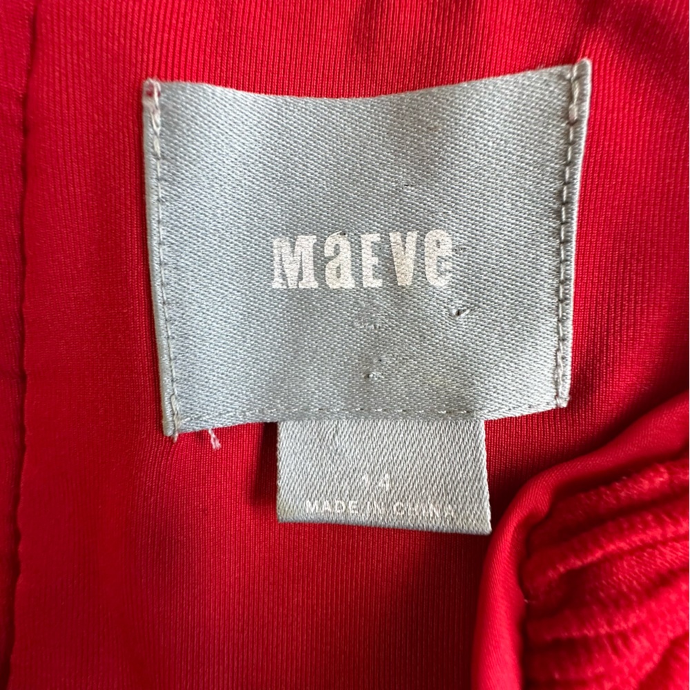 Anthropologie Maeve Dress Women’s 14 Red Eunoia Colorblock Ribbed Pencil Dress - Picture 9 of 10